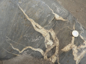 calcite veining in limestone (A)
