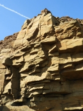 Carboniferous cliff just S of newbiggin near rock fall